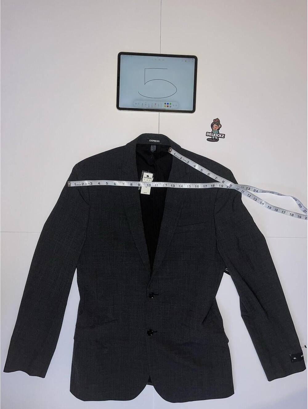 New Express Slim Charcoal Wool-Blend Modern Tech Suit Jacket 40L *Retail $298*